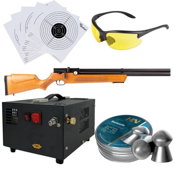 Rifle Air Venturi Avenger Madera Regulado PCP .22 Kit C/Compresor, Pellets, Lentes, Targets. - Image 2