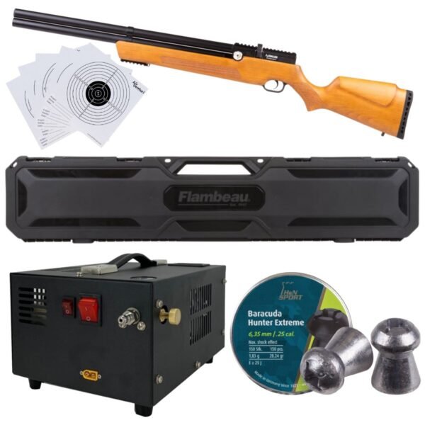 Rifle Air Venturi Avenger Madera Regulado PCP .25 Kit C/Compresor, Pellets, Lentes, Targets. - Image 2