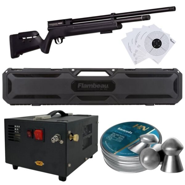 Rifle Barra Aire PCP .22 1100Z Compresor, Pellets, Estuche, Targets - Image 2