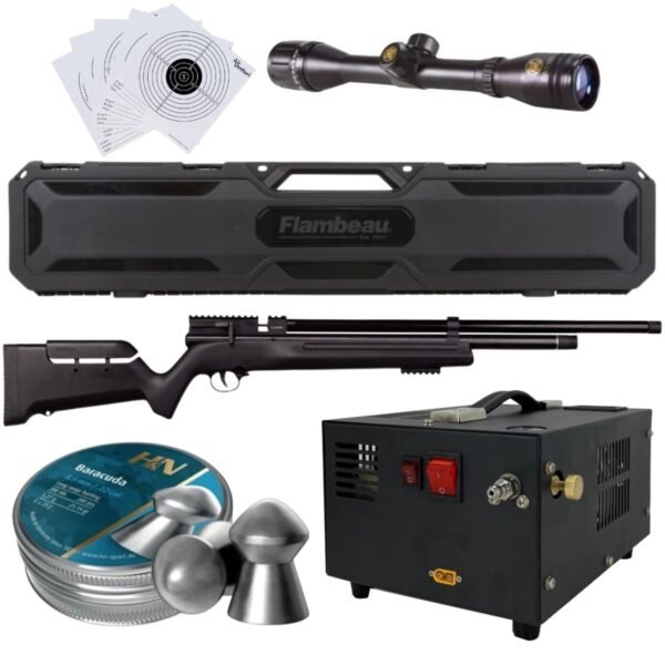 Rifle Barra Aire PCP .22 1100Z Compresor, Pellets, Mira, Estuche, Targets. - Image 2