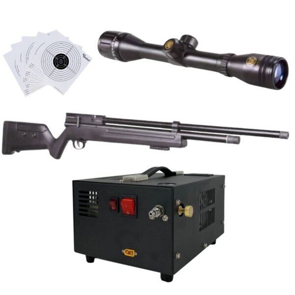 Rifle Barra Aire PCP .22 1100Z Compresor, Mira, Targets - Image 2