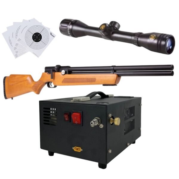 Rifle Air Venturi Avenger Madera Regulado PCP .22 Kit C/Compresor, Mira y Targets. - Image 2