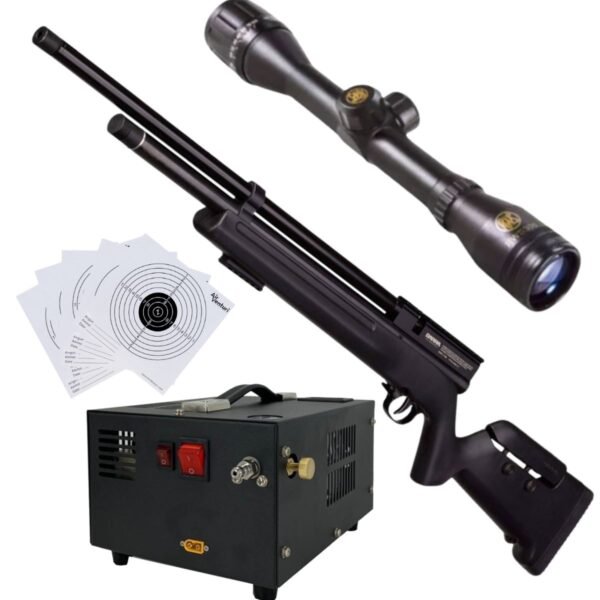 Rifle Barra Aire PCP .22 1100Z Compresor, Mira, Targets