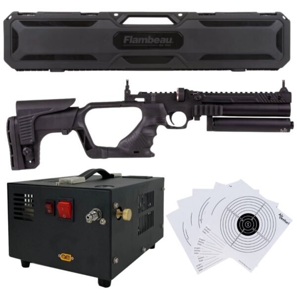Pistola PCP .25 Convertible Hatsan Jet II c/compresor, estuche, targets. - Image 2