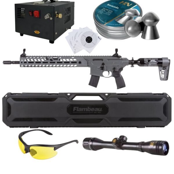 Rifle PCP Sig Sauer MCX Virtus .22 c/compresor, pellets, mira, lentes, estuche, targets. - Image 2