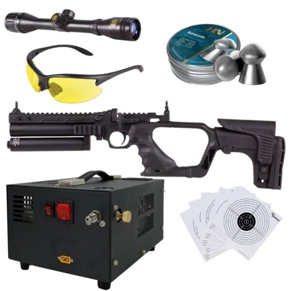 Pistola PCP .22 Convertible Hatsan Jet II C/Compresor, Pellets, Mira, Lentes, Targets. - Image 2