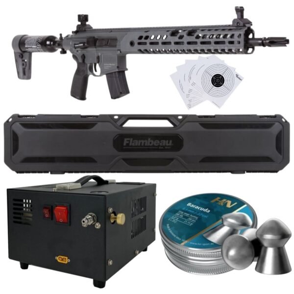 Rifle PCP Sig Sauer MCX Virtus .22 c/compresor, pellets, estuche, targets. - Image 2