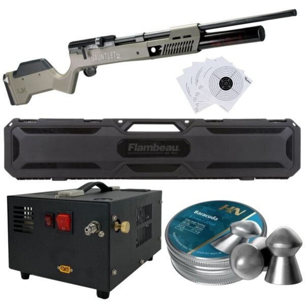 Rifle PCP Umarex Gauntlet SL .22 c/compresor, pellets, estuche, targets. - Image 2