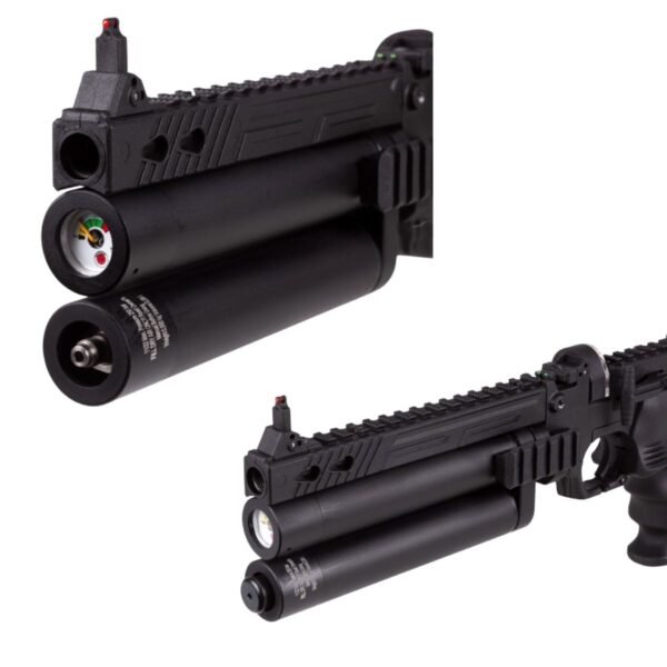 Pistola PCP .25 Convertible Hatsan Jet II c/compresor, pellets, estuche, mira, targets. - Image 4