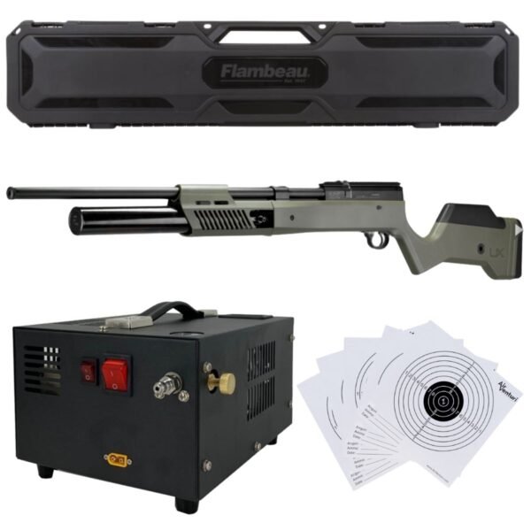 Rifle PCP Umarex Gauntlet SL .25 c/compresor, estuche, targets. - Image 2