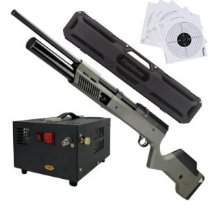 Rifle PCP Umarex Gauntlet SL .25 c/compresor, estuche, targets.