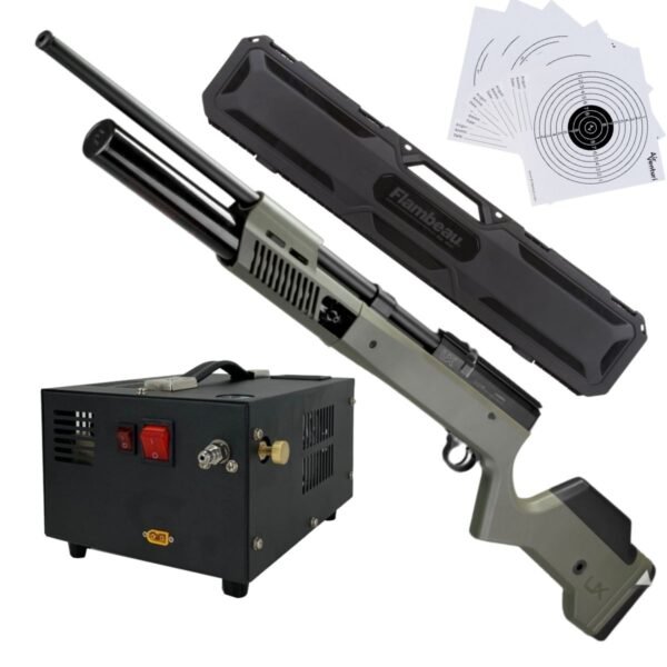Rifle PCP Umarex Gauntlet SL .25 c/compresor, estuche, targets.