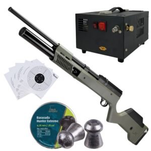 Rifle PCP Umarex Gauntlet SL .25 c/compresor, pellets, targets.