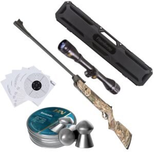 Lancer Tactical LTA-01RT Camo Breakbarrel .22 Rifle w/pellets, case, scope, targets.